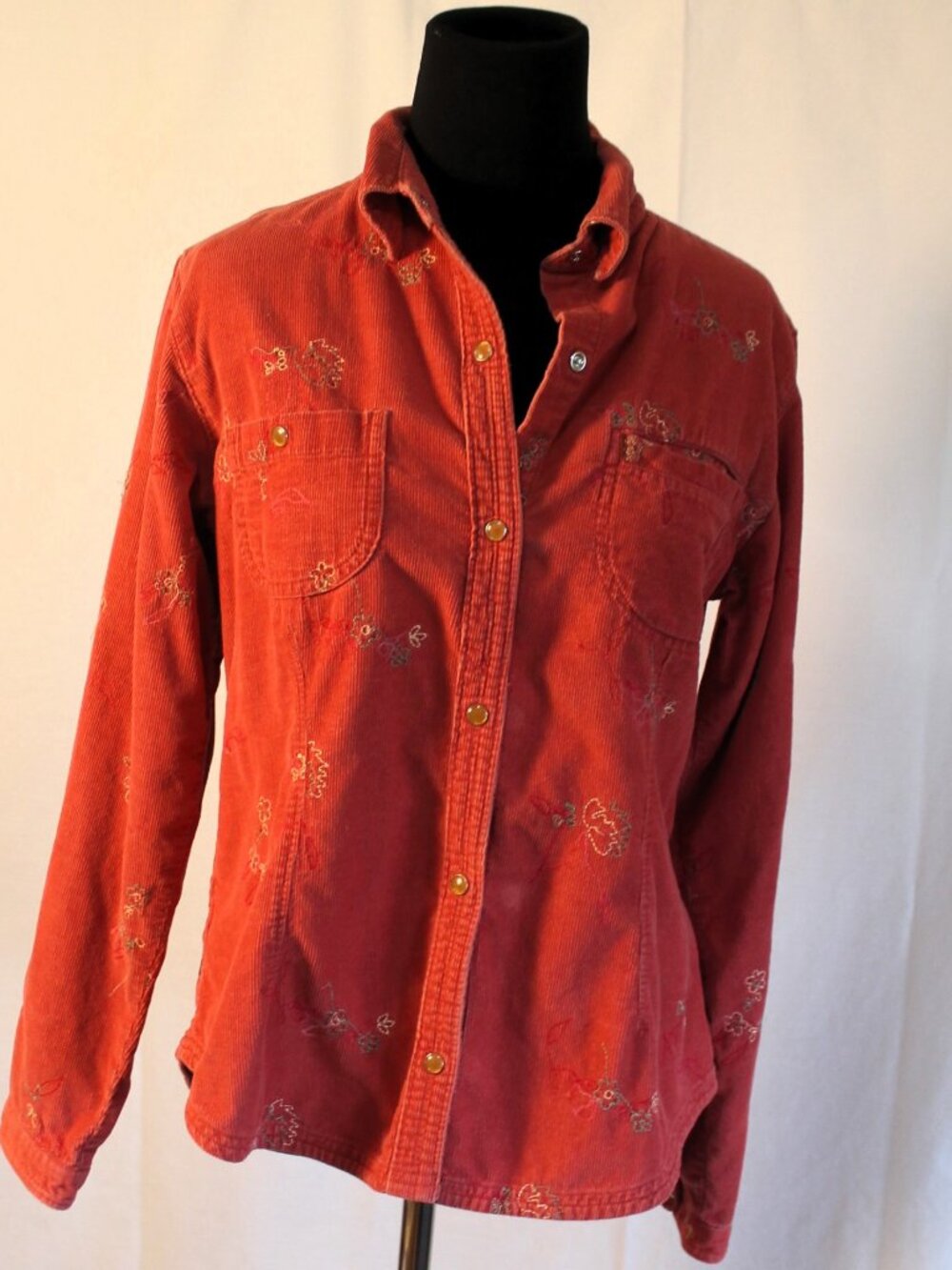 Woolrich Embroidered Cotton Corduroy Shirt Salmon Small